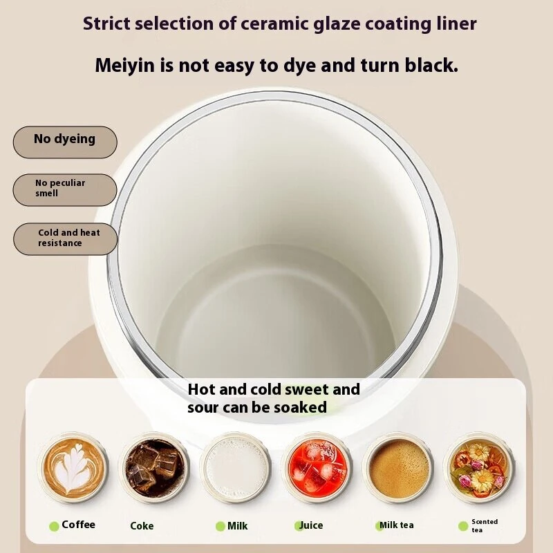 (image for) Bear Portable Blender Cup 300ml Hot & Cold Insulated Smoothie Juicer Cup 10-Blade Ice Crushing USB Rechargeable for Travel & Home